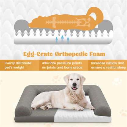 Orthopedic Foam Dog Bed – Medium Size with Egg-Crate Support & Washable Cover (Grey) - AllvueCo