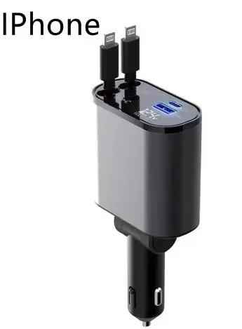 Metal Car Charger 100W Fast Charging Car Charger USB and Type-C Adapter