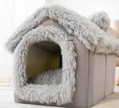 Foldable Pet Bed - Winter Dog Villa Sleep Kennel - AllvueCo