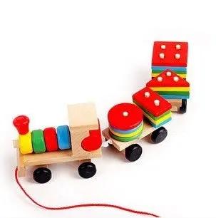 Wooden Three-Section Train – Educational Pull Toy for Toddlers AllvueCo