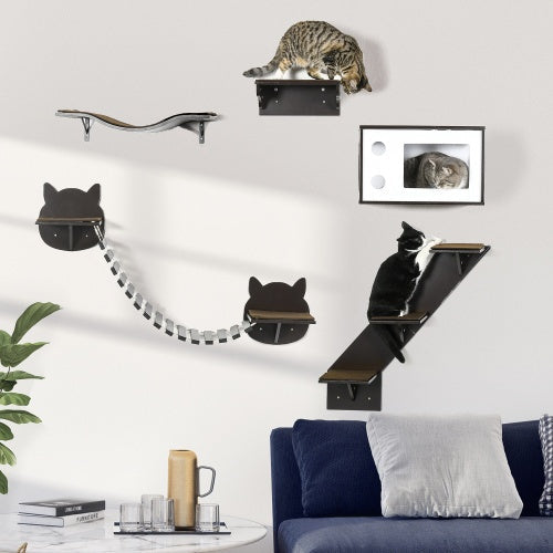 PawHut Wall-Mounted Cat Tree with Ergonomic Curved Platform - AllvueCo
