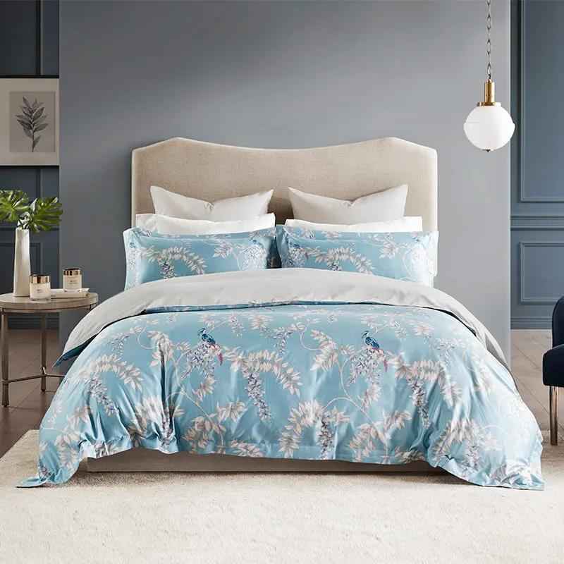 Four-piece Long-staple Cotton Satin Bedding Set - Quality Printed Bedding