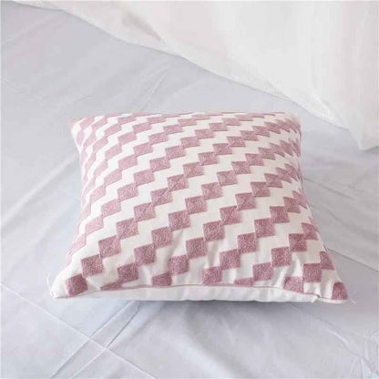 Geometric Embroidered Pillowcase - Decorative Cotton Home Accent