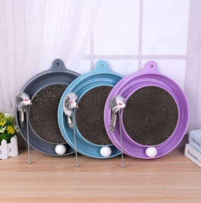 Multifunctional Cat Scratching Board – Interactive Scratcher with Ball Track & Toys - AllvueCo