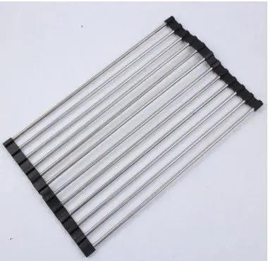 Folding Kitchen Drain Sink Rack Stainless Steel - Space-Saving Design - AllvueCo