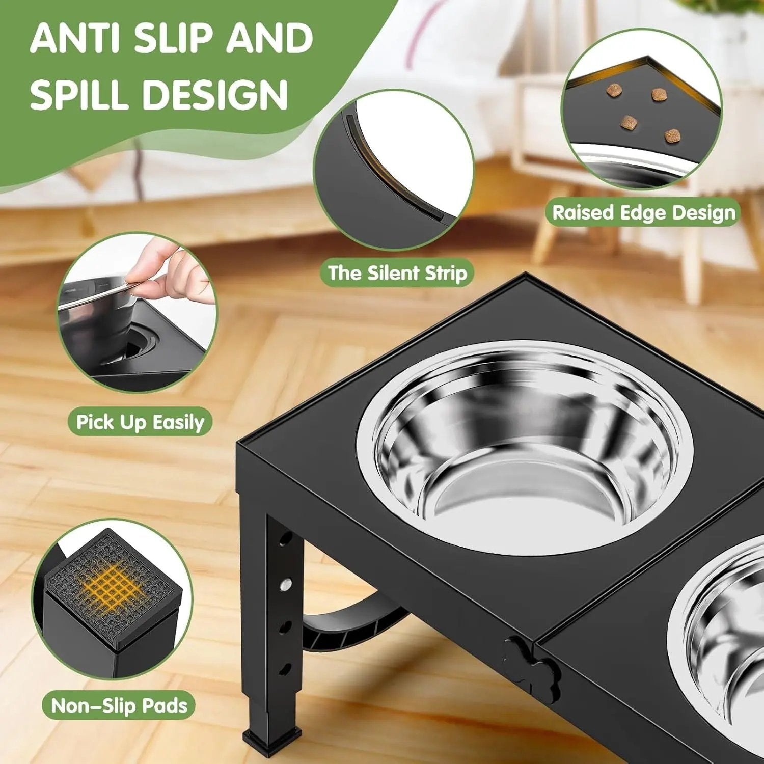 Black Dog Bowl Holder – Elevated Pet Feeder for Dogs & Cats - AllvueCo