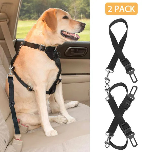 2-Pack Adjustable Pet Car Seat Belt Leash – Safety Harness Clip for Dogs & Cats - AllvueCo