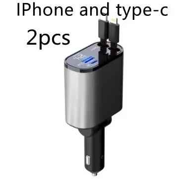 Metal Car Charger 100W Fast Charging Car Charger USB and Type-C Adapter