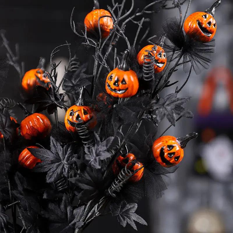 Halloween Decorations - Black Horror Pumpkin Twig Cutting Bouquet - AllvueCo
