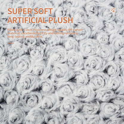 Plush Faux Fur Dog Crate Bed – Calming Anti-Anxiety Medium Dog Mat with Washable Cover & Non-Slip Bottom - AllvueCo