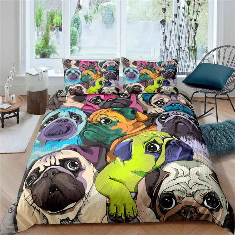 3D Pug Bedding Set - Stylish Digital Printing Home Decor