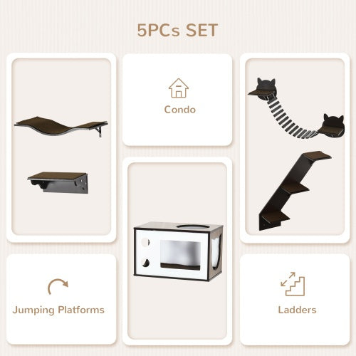 PawHut Wall-Mounted Cat Tree with Ergonomic Curved Platform - AllvueCo