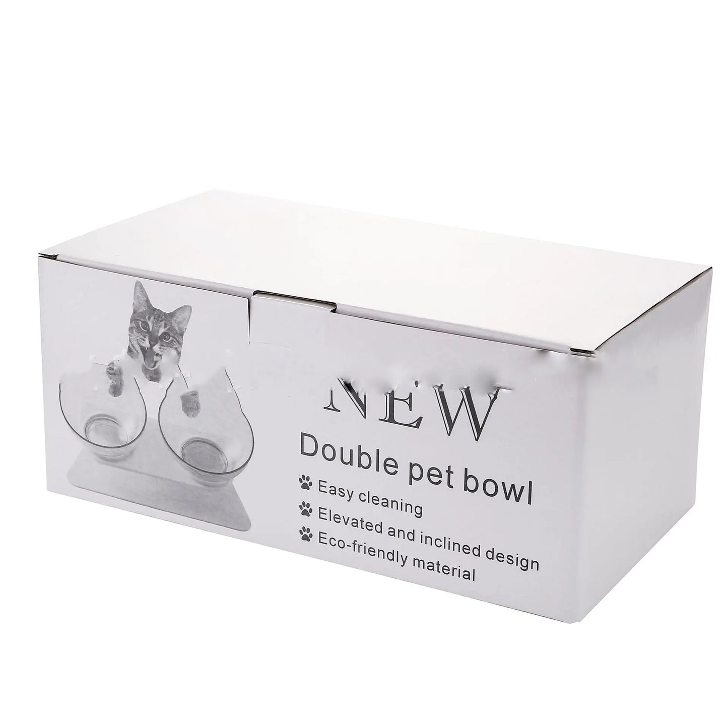 Non Slip Double Cat Bowl with Raised Stand for Pet Feeding - AllvueCo