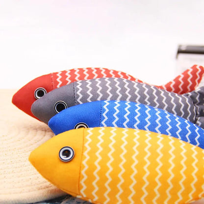 Burlap Fish Catnip Cat Toy, Throw Pillow, Teething Cat Toy, | Electronic Learning Toys - AllvueCo