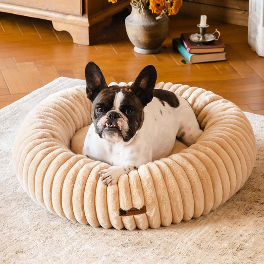 Mewoofun Donut Dog Bed – Calming Round Plush Bed for Medium Dogs - AllvueCo