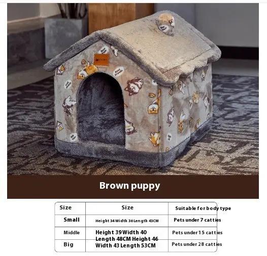Foldable Pet Bed - Winter Dog Villa Sleep Kennel - AllvueCo