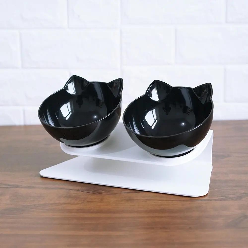 Non Slip Double Cat Bowl with Raised Stand for Pet Feeding - AllvueCo