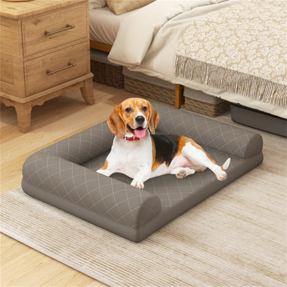 Orthopedic Foam Dog Bed – Medium Size with Egg-Crate Support & Washable Cover (Grey) - AllvueCo