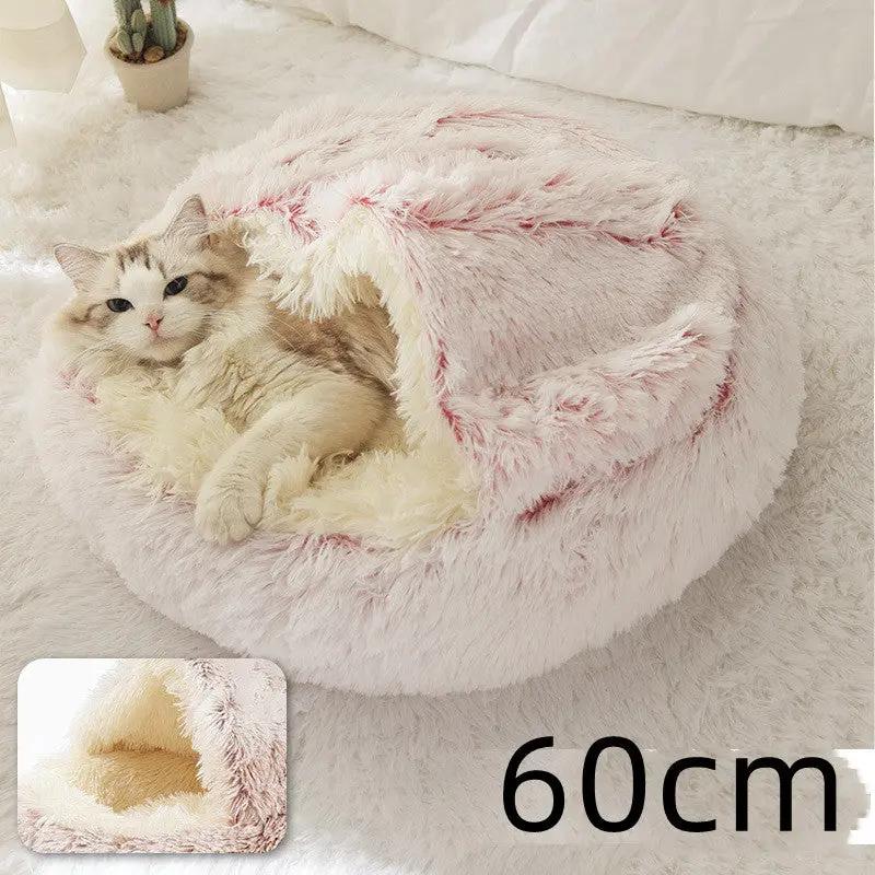 2 In 1 Dog And Cat Bed Pet Winter Bed Round Plush Warm Bed H | Other My Store