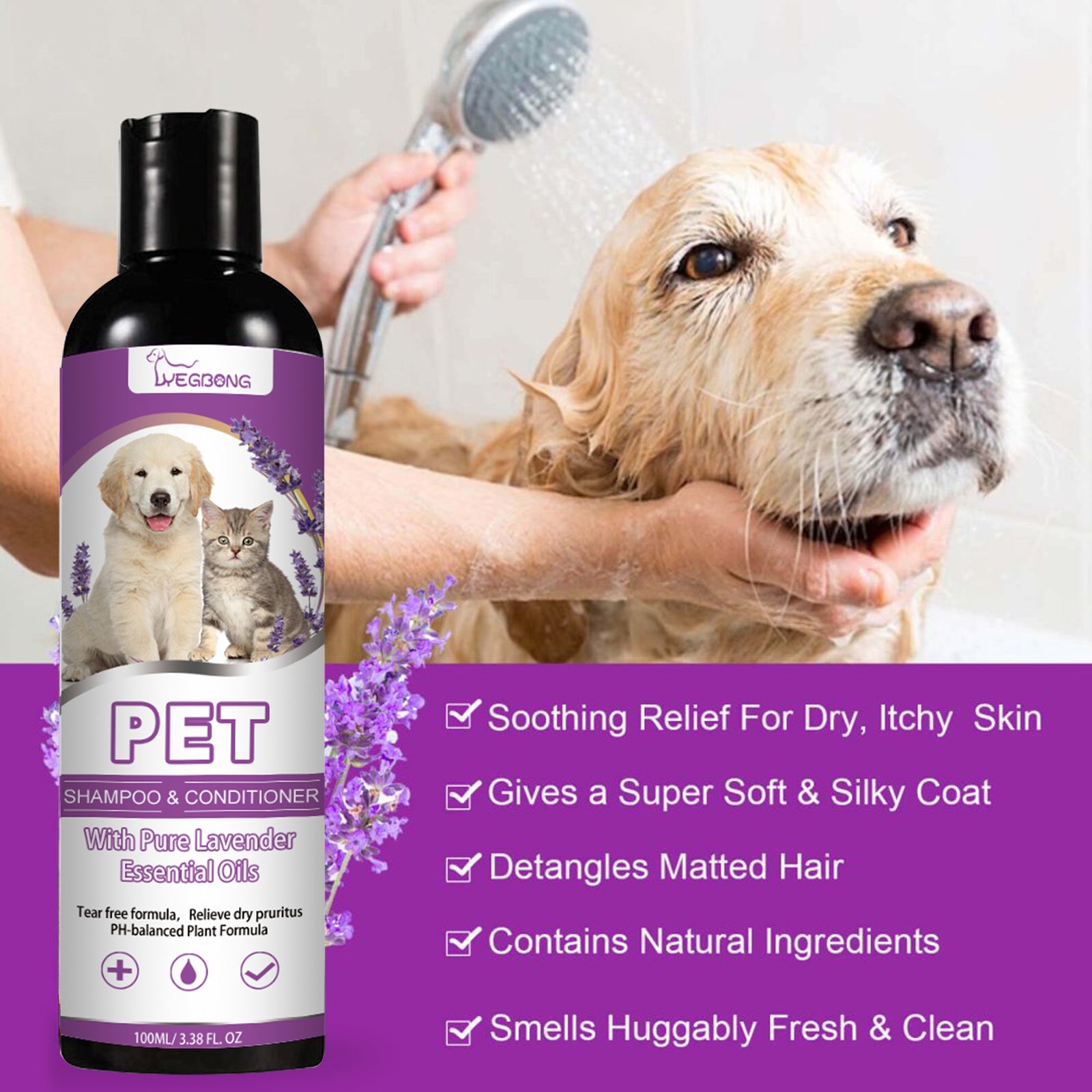 Pet Shampoo for Dogs – Anti-Itch, Coat Softening & Detangling Formula | 100ml Natural Grooming Solution - AllvueCo