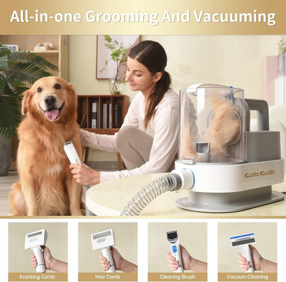 5-in-1 Pet Grooming Vacuum Kit – Low Noise Dog Hair Remover with Dual Suction Modes for Small & Medium Pets - AllvueCo