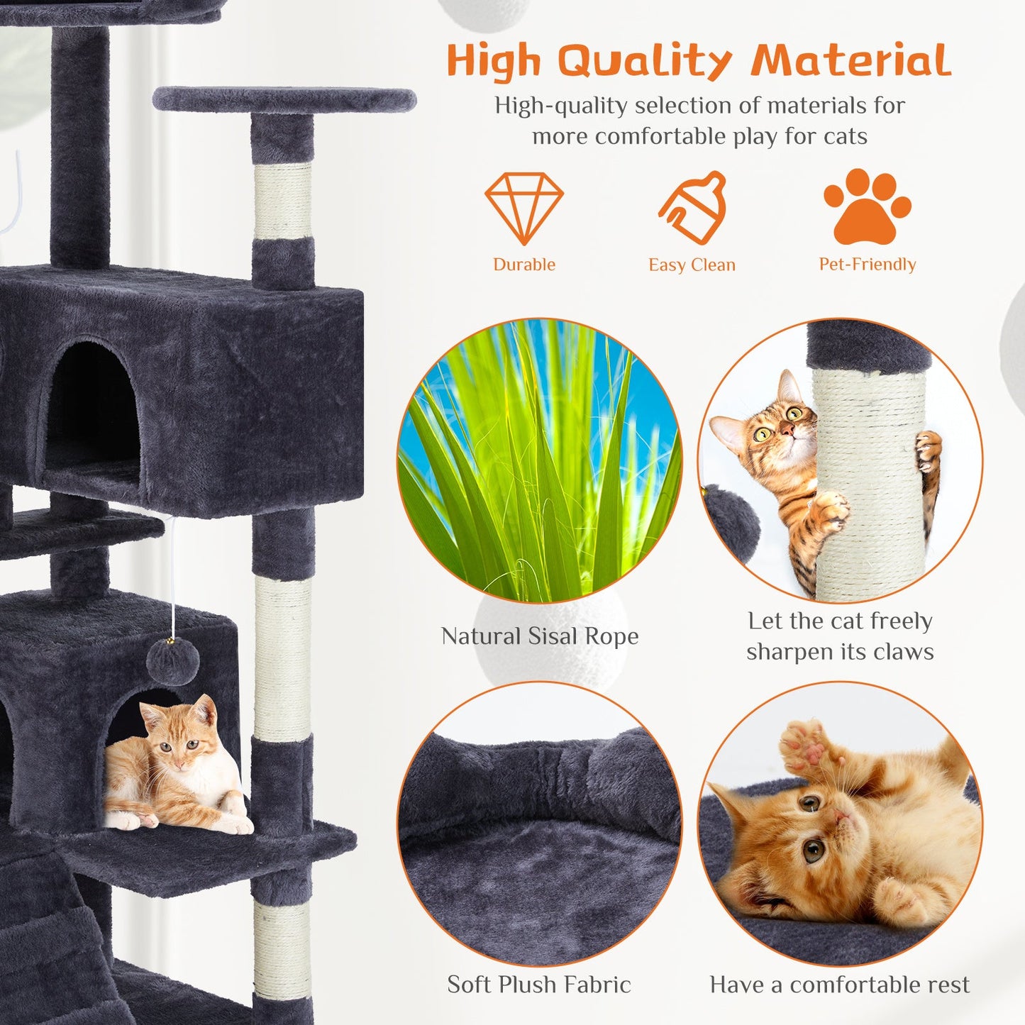 Multi-Level Cat Treehouse & Climbing Frame – Indoor Cat Tower with Scratching Posts, Hammocks & Hideouts - AllvueCo