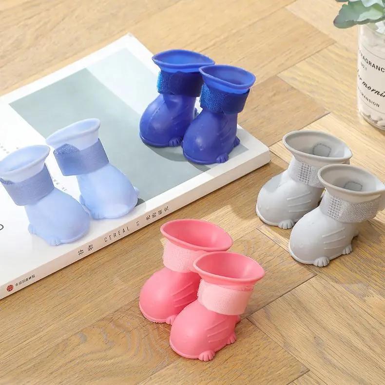 Dog Rain Boots 4pcs Waterproof Silicone Non-Slip Footwear - AllvueCo
