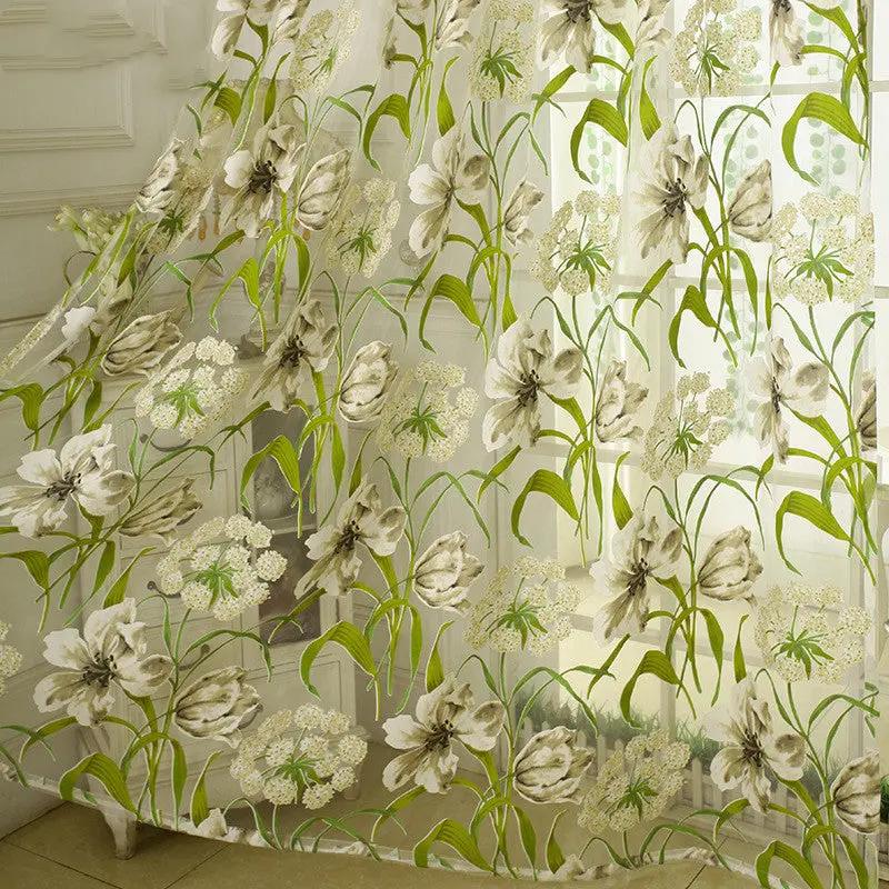 White Striped Yarn Translucent Curtain for Bedroom Decor - AllvueCo