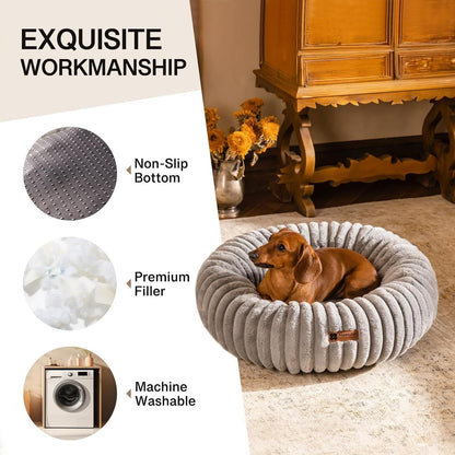 Super Soft Washable Round Cat Bed – Plush Faux Fur Pet Bed for Indoor Cats, Kittens & Puppies – Anti-Slip Bottom - AllvueCo
