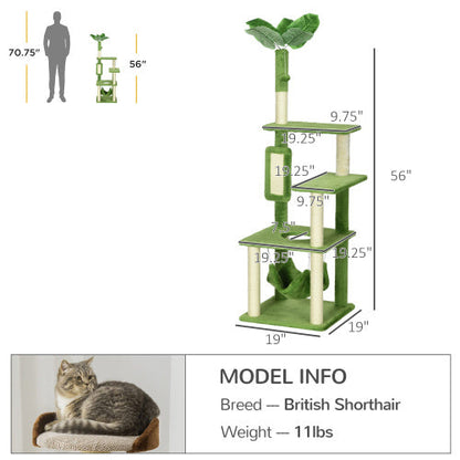 Pawhut Cat Tree with Hammock – Multi-Level Cat Tower for Climbing, Scratching & Lounging - AllvueCo