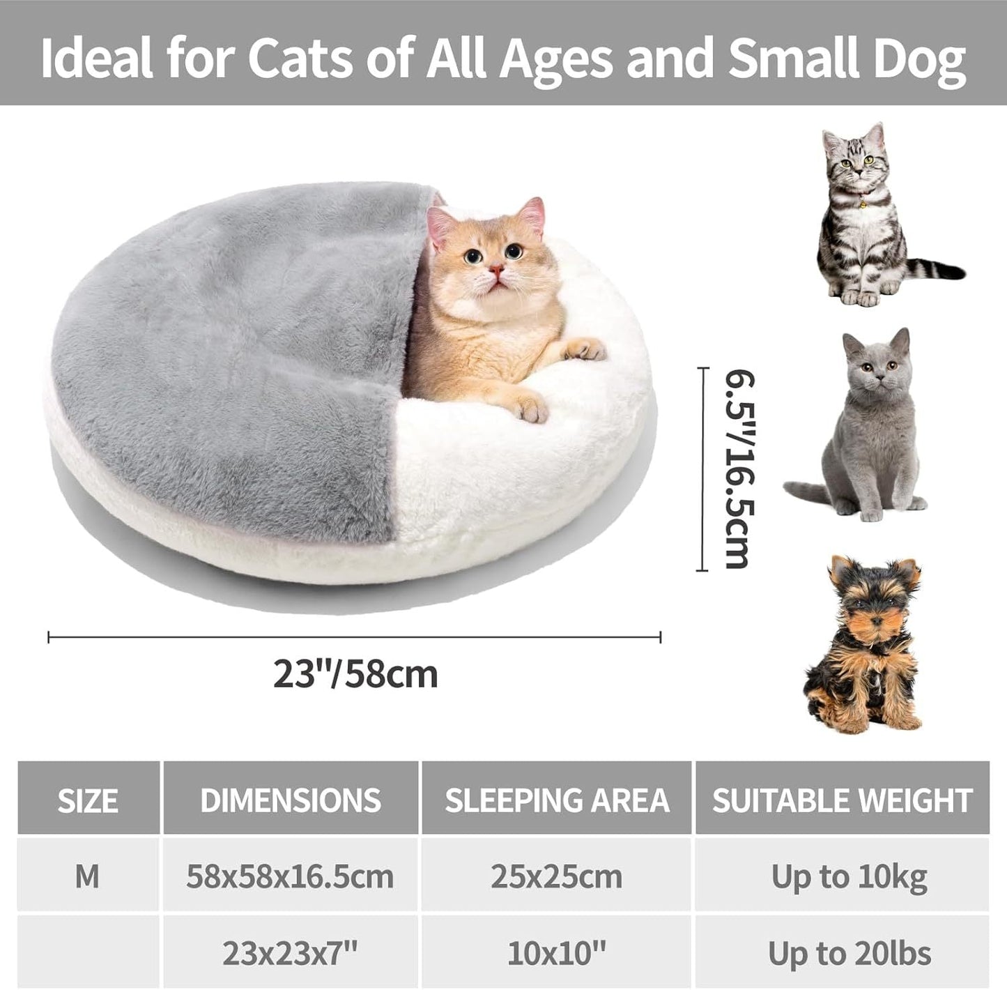 Mewoofun Enclosed Cat Bed Cave – Washable Plush Pet Bed with Blanket - AllvueCo