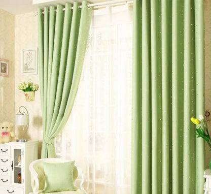 Star Print Perforated Finished Curtain - Stylish Window Treatment - AllvueCo