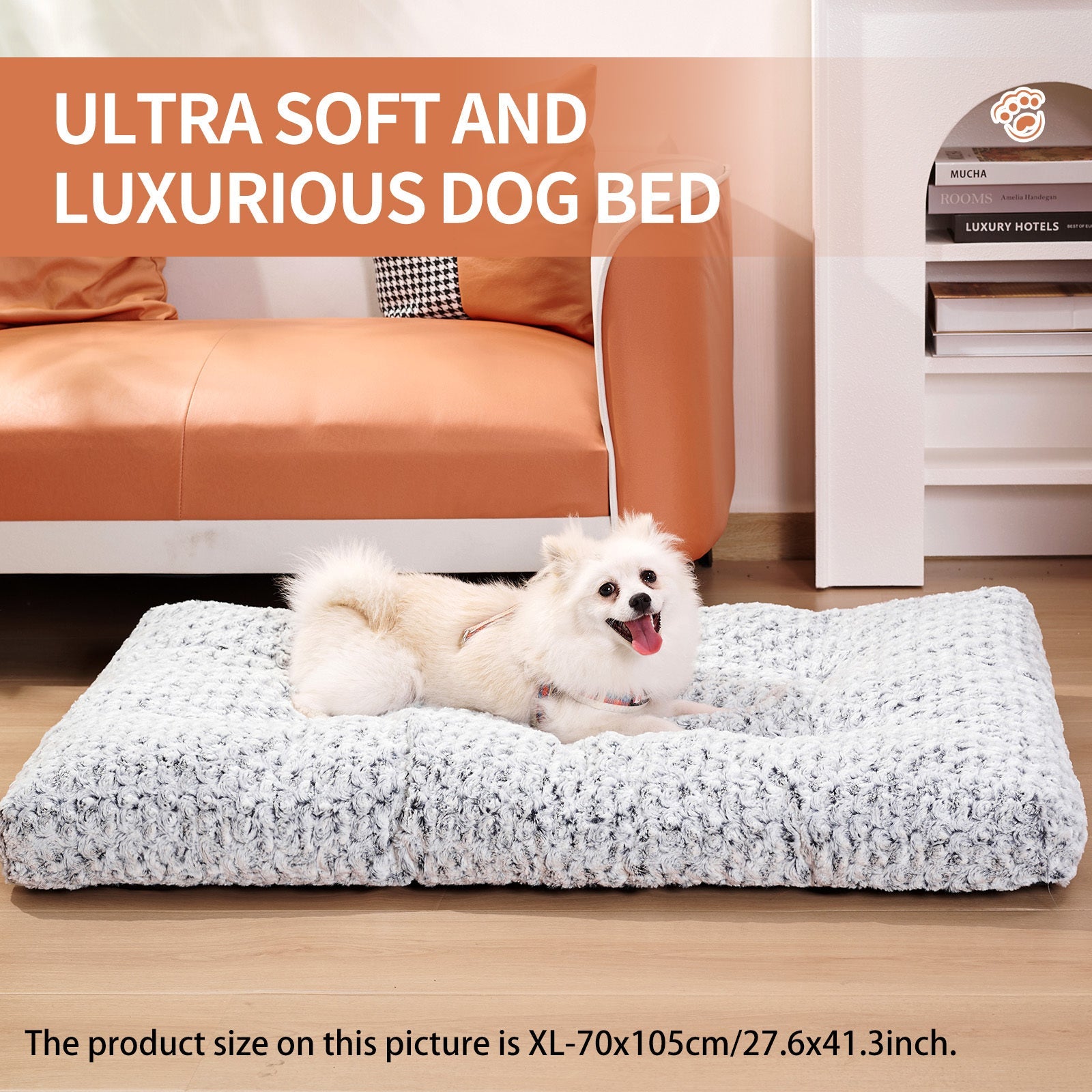 Plush Faux Fur Dog Crate Bed – Calming Anti-Anxiety Medium Dog Mat with Washable Cover & Non-Slip Bottom - AllvueCo