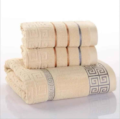 Three-Piece Cotton Towel Set - Durable, Stylish, and Essential for Your Home