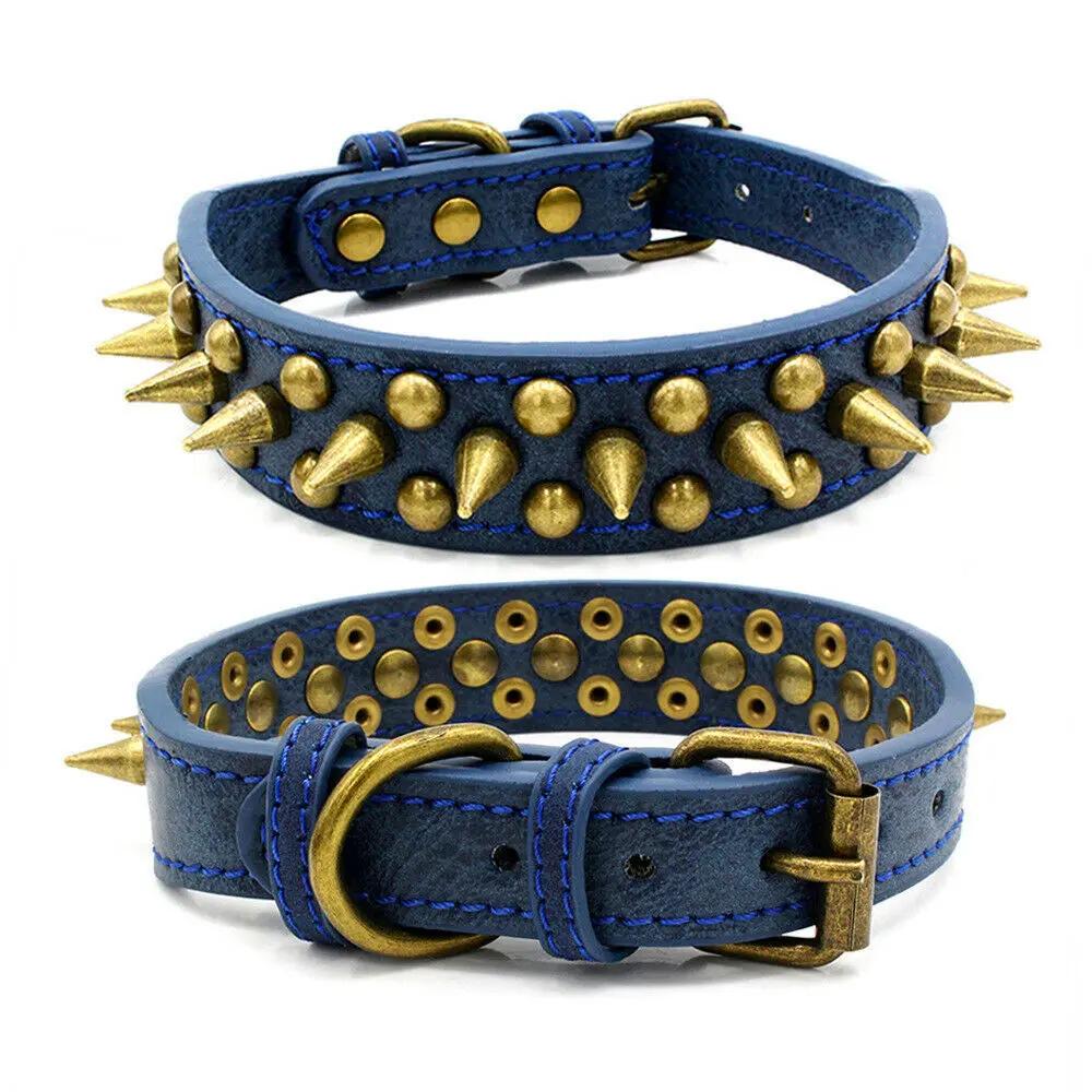 Retro Studded Spiked Rivet Large Dog Leather Collar - AllvueCo