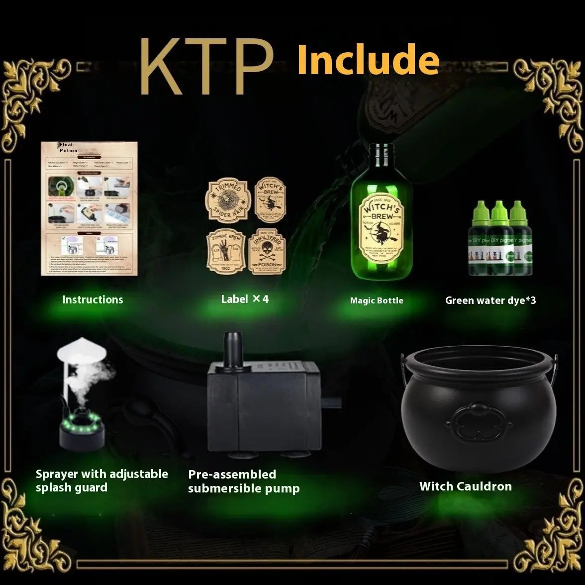 Halloween Black Wizard Bowl Magic Float Bottle and Diffuser - Indoor Home Decoration - AllvueCo