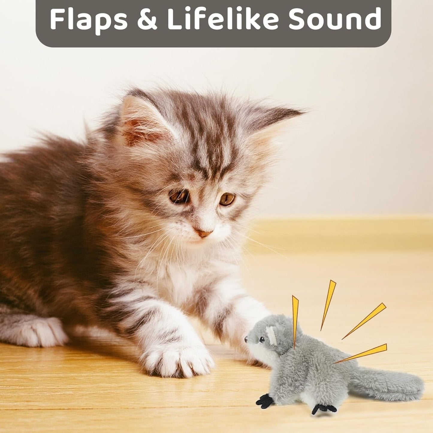 EL Pet ToyProk Rechargeable Flapping Squirrel Cat Toy with Catnip - AllvueCo