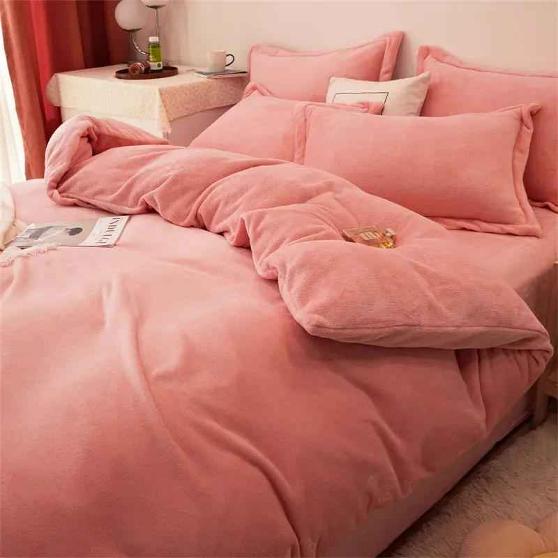 Plush Double-sided Fleece Duvet Cover Set - Four-piece Cozy Bedding Collection
