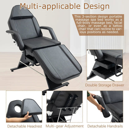 Metal Massage Salon Tattoo Chair – Adjustable Professional Spa, Massage & Tattoo Chair - AllvueCo