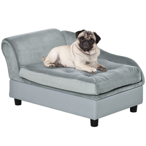 Luxury Small Dog Sofa Bed with Hidden Storage – Modern Gray Pet Furniture with 3” Soft Foam Cushion & Quilted Design - AllvueCo