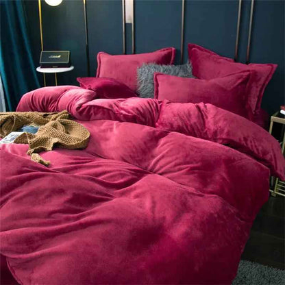 Plush Double-sided Fleece Duvet Cover Set - Four-piece Cozy Bedding Collection