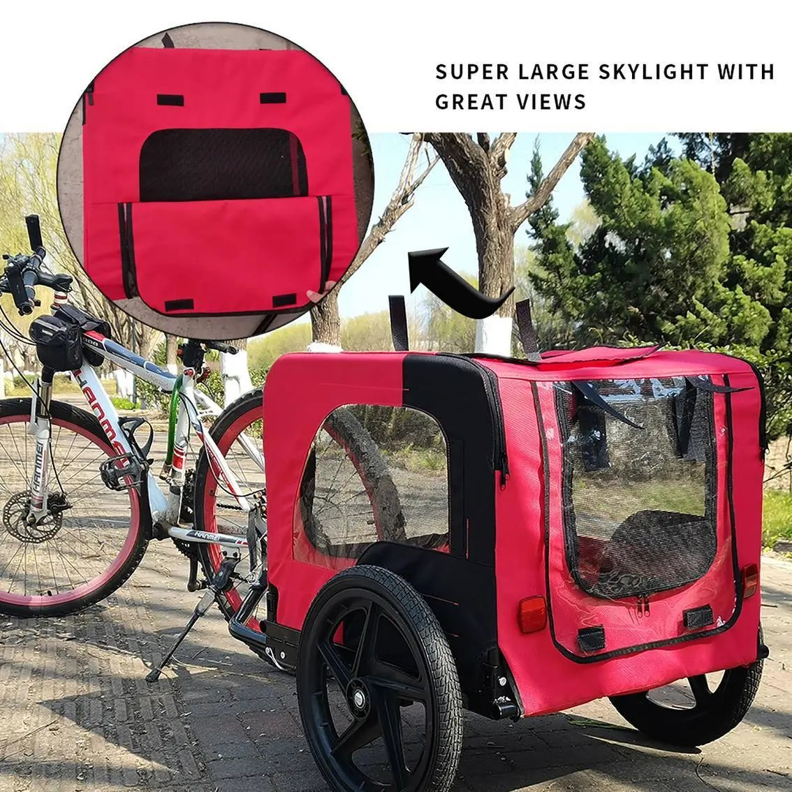 Foldable Bicycle Trailer for Pets – Outdoor Dog Trailer with Safety Mesh & Wheels - AllvueCo