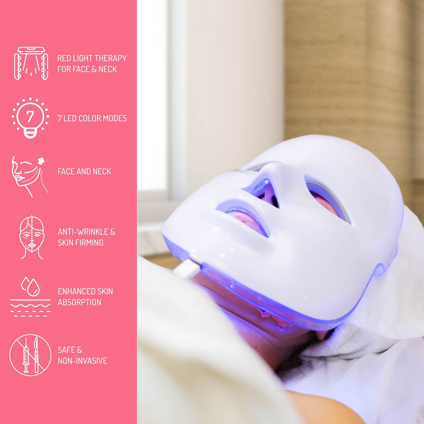 7-in-1 LED Light Therapy Face Mask – Advanced Skincare at Home!