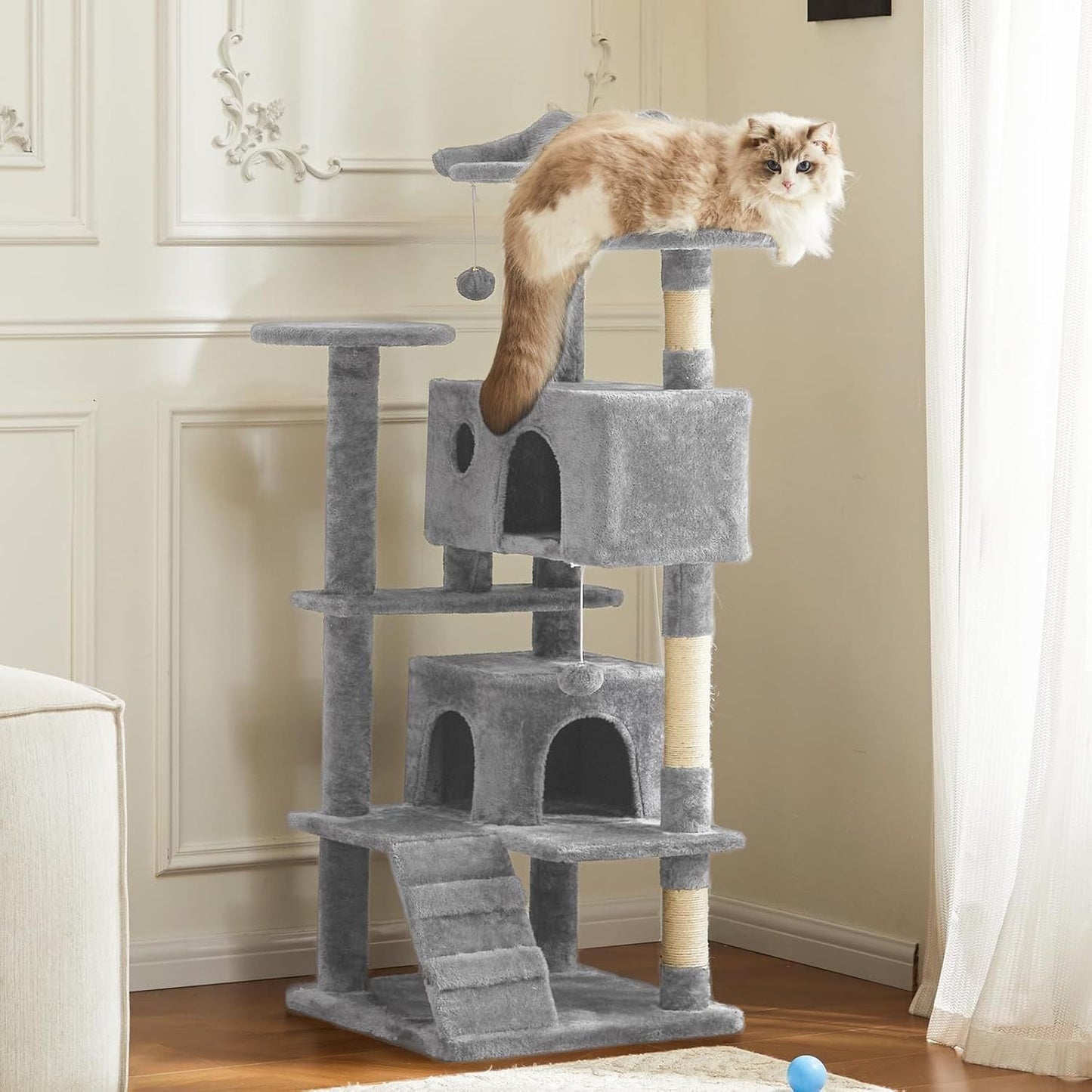 54" Cat Tree Tower – Multi-Level Cat Condo with Sisal Scratch Posts for Indoor Cats - AllvueCo