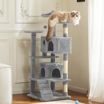 54" Cat Tree Tower – Multi-Level Cat Condo with Sisal Scratch Posts for Indoor Cats - AllvueCo