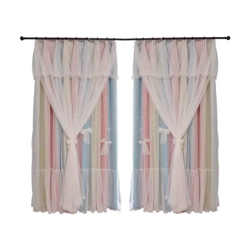 Nordic Simple Hollow Star Princess Wind Bedroom Blackout Curtains - AllvueCo