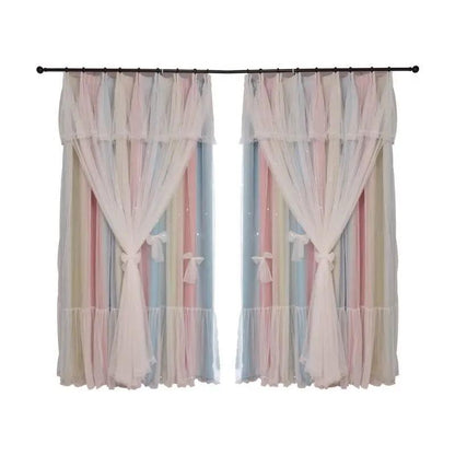 Nordic Simple Hollow Star Princess Wind Bedroom Blackout Curtains - AllvueCo
