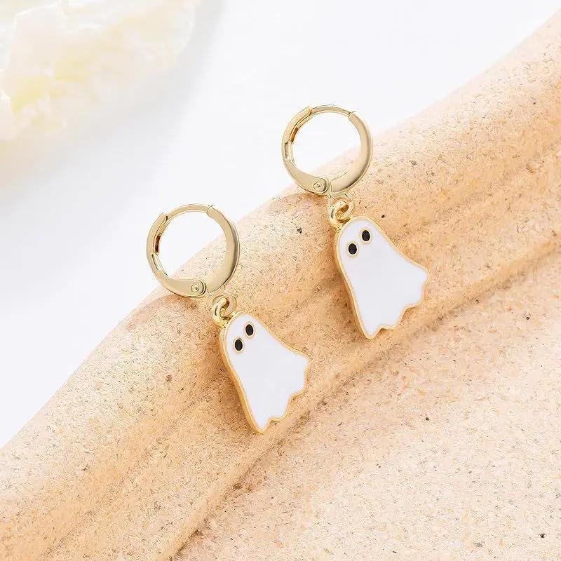 Halloween Ghost Earrings For Women Gold Ghost Huggie Hoop Ea | Jewelry & Accessories - AllvueCo
