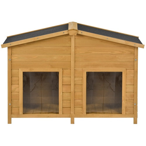 Large Wooden Dog House with Porch – Outdoor Cabin Style Shelter for Medium & Large Dogs - AllvueCo