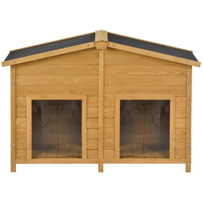 Large Wooden Dog House with Porch – Outdoor Cabin Style Shelter for Medium & Large Dogs - AllvueCo